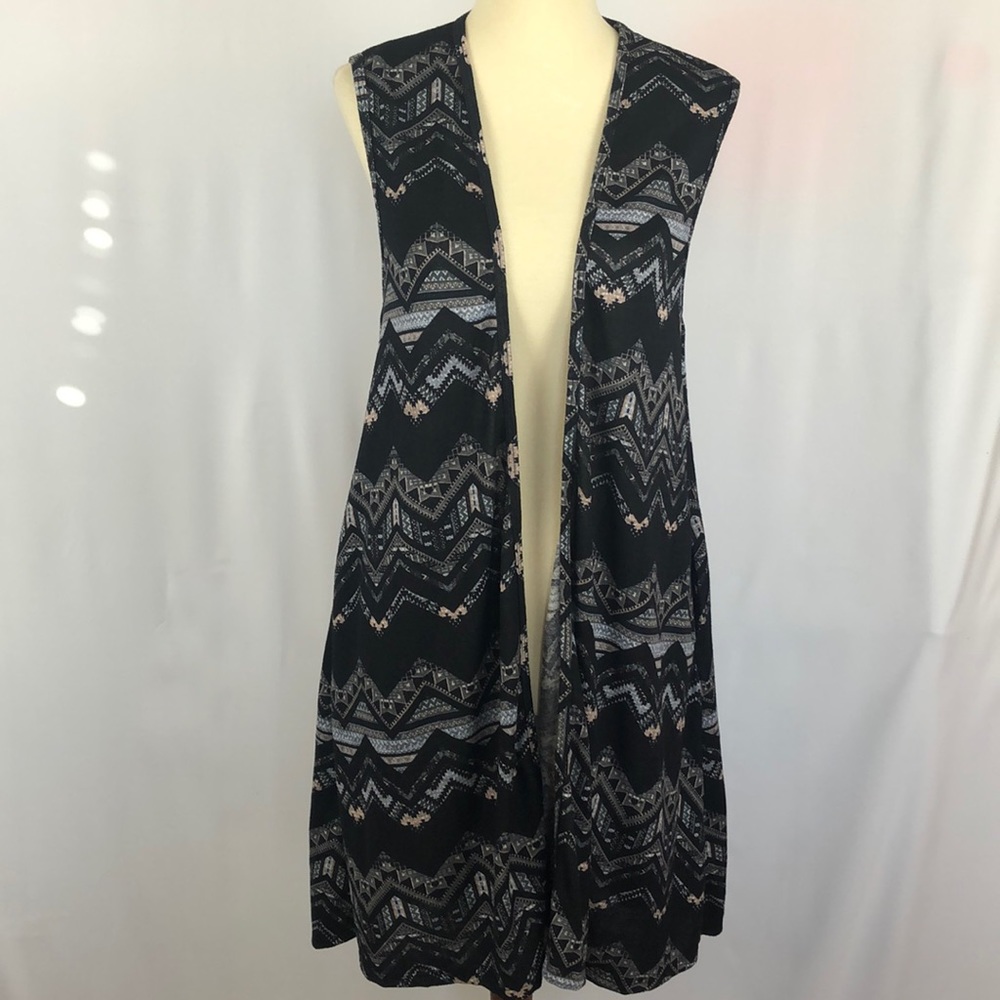NWT Honey & Lace Black Chevron Knit Tahoe Vest/Duster with Pockets - Size XS